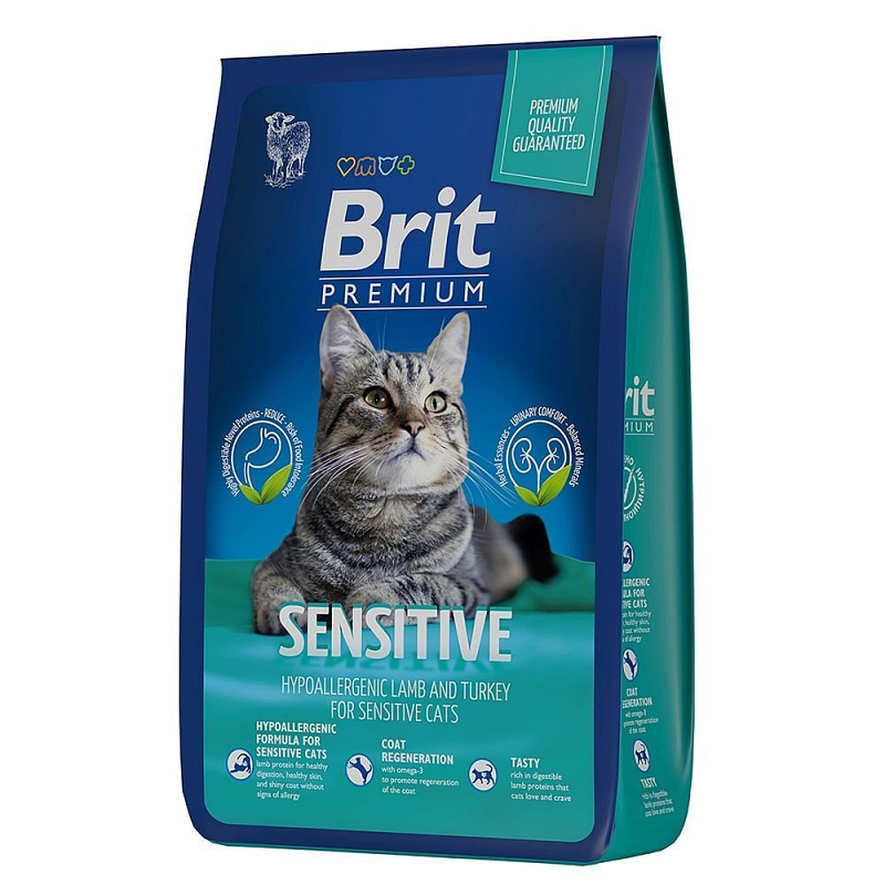 Brit Premium Cat Sensitive сухой корм для кошек с чувствит.  пищеварением с ягненком и индейкой,8кг