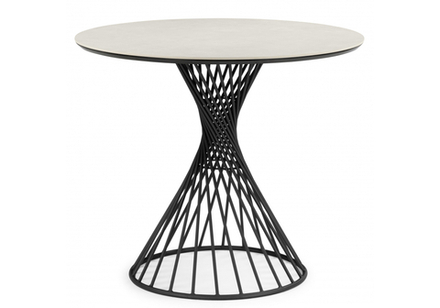 Керамический стол Woodville Вивиен 90 carmen light grey, черный