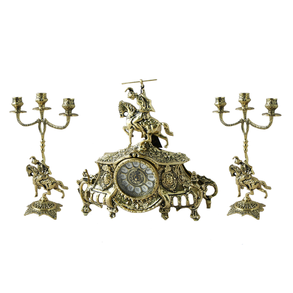 Bello De Bronze Каминные часы с канделябрами "Коша"