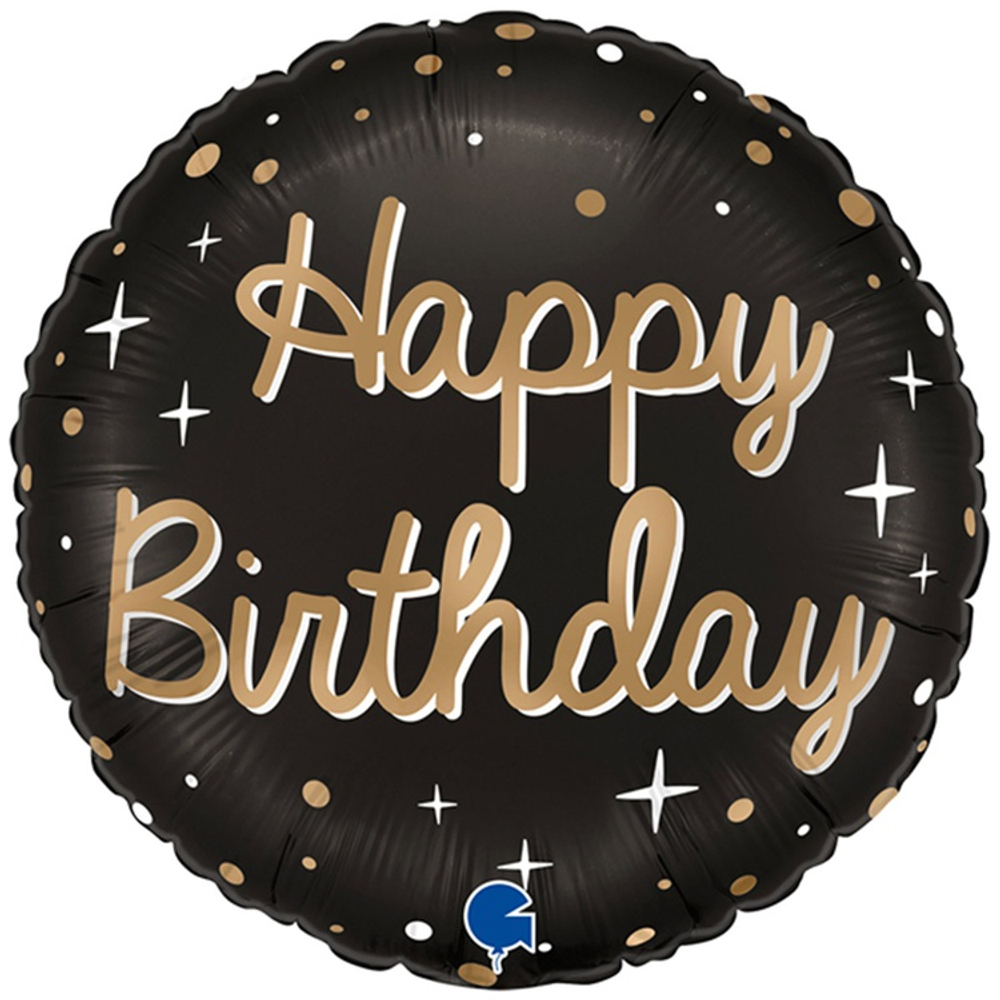 Шар Фольгированный HAPPY BIRTHDAY Черный фон (Черный)