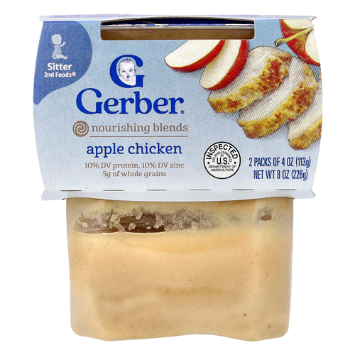 Gerber, питательные смеси, 2nd Foods®, со вкусом яблока и курицы, 2 шт. в упаковке, 113 г (4 унции)