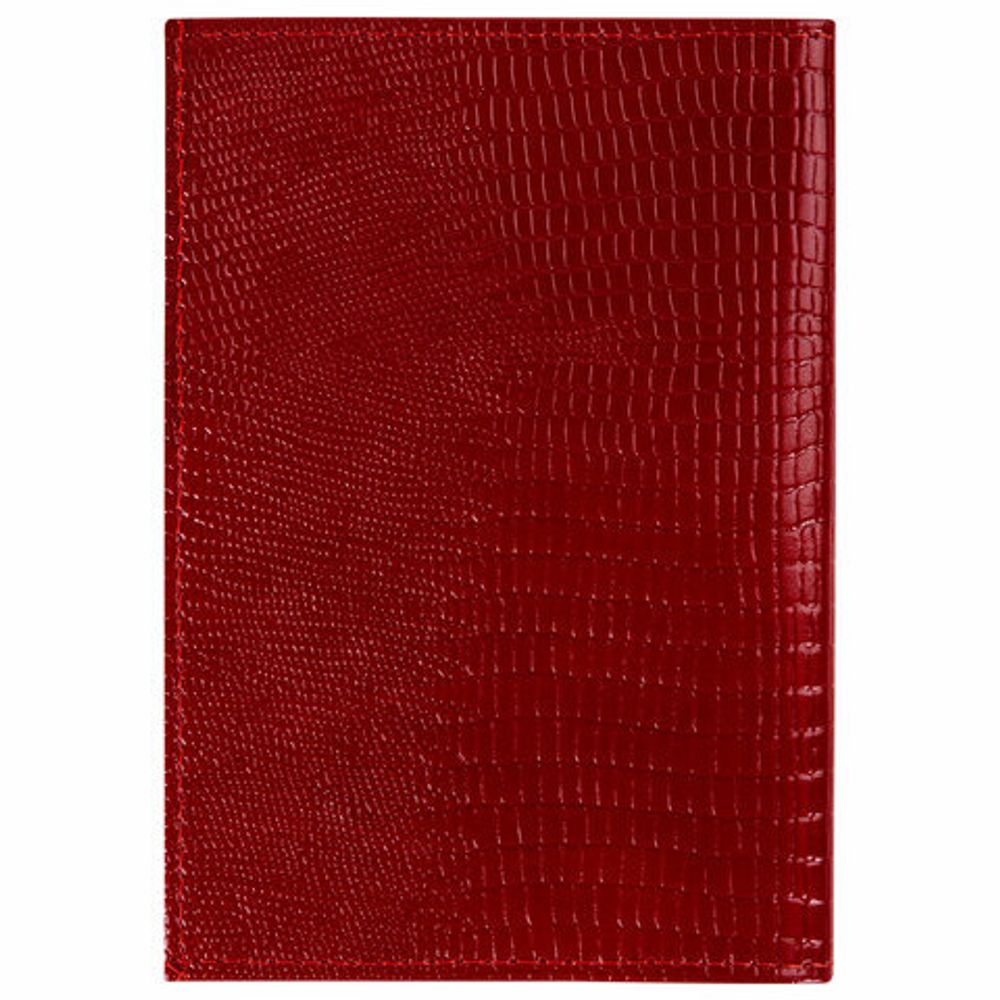 Обложка для паспорта натуральная кожа ящерица, без тиснения, красная, BRAUBERG, 238190