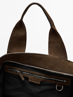 Massimo Dutti Сумка-тоут из замши, коричневый
