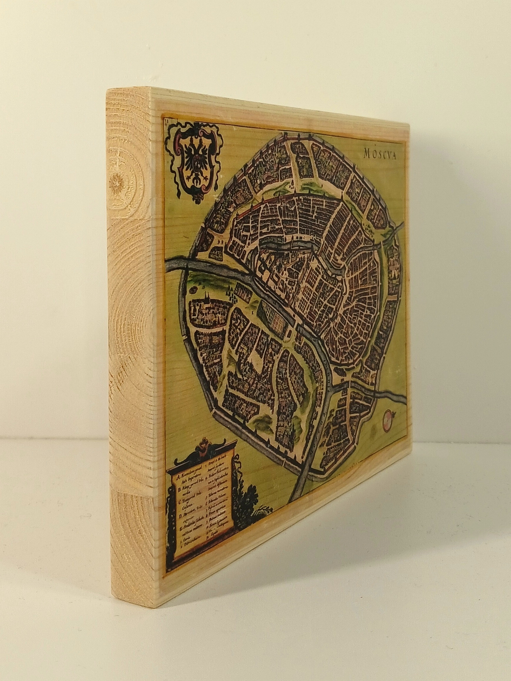 Исторический план Москвы 1638г (репродукция). Панно деревянное настенное, мастерская СВЕТЛОГОРЫ.