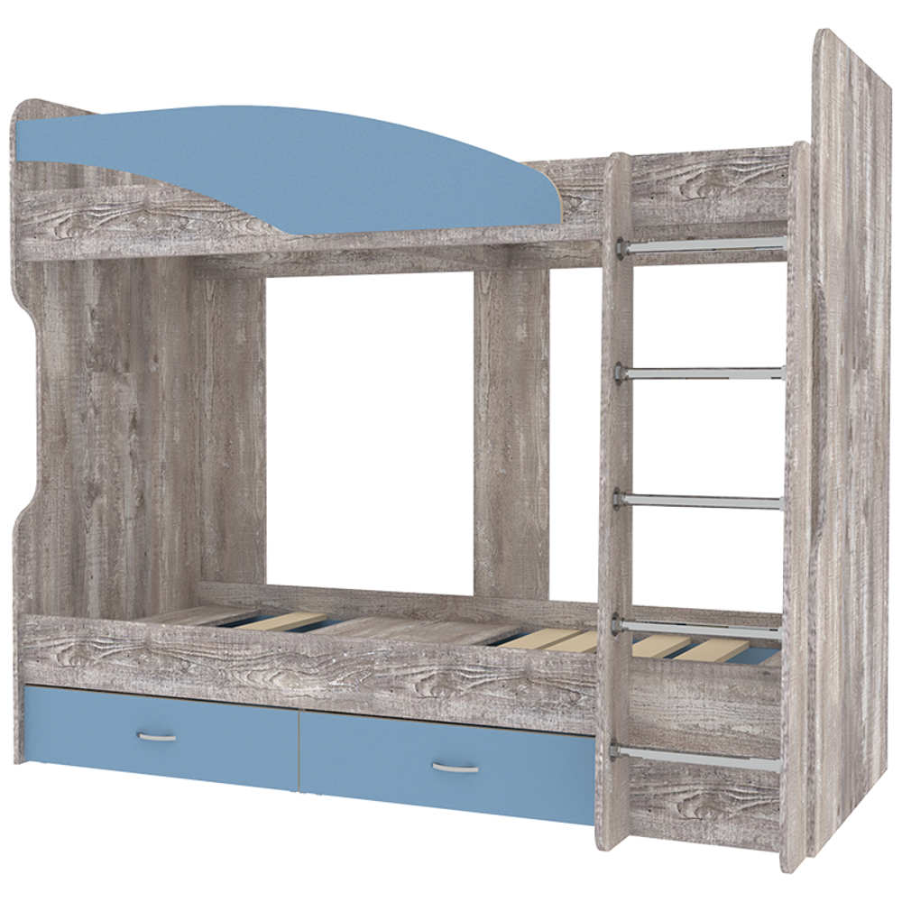Двухъярусная кровать КарИВи Мийа 2 Бетон Светло-синий, голубой
