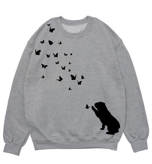 Свитшот "Английский бульдог и бабочки"