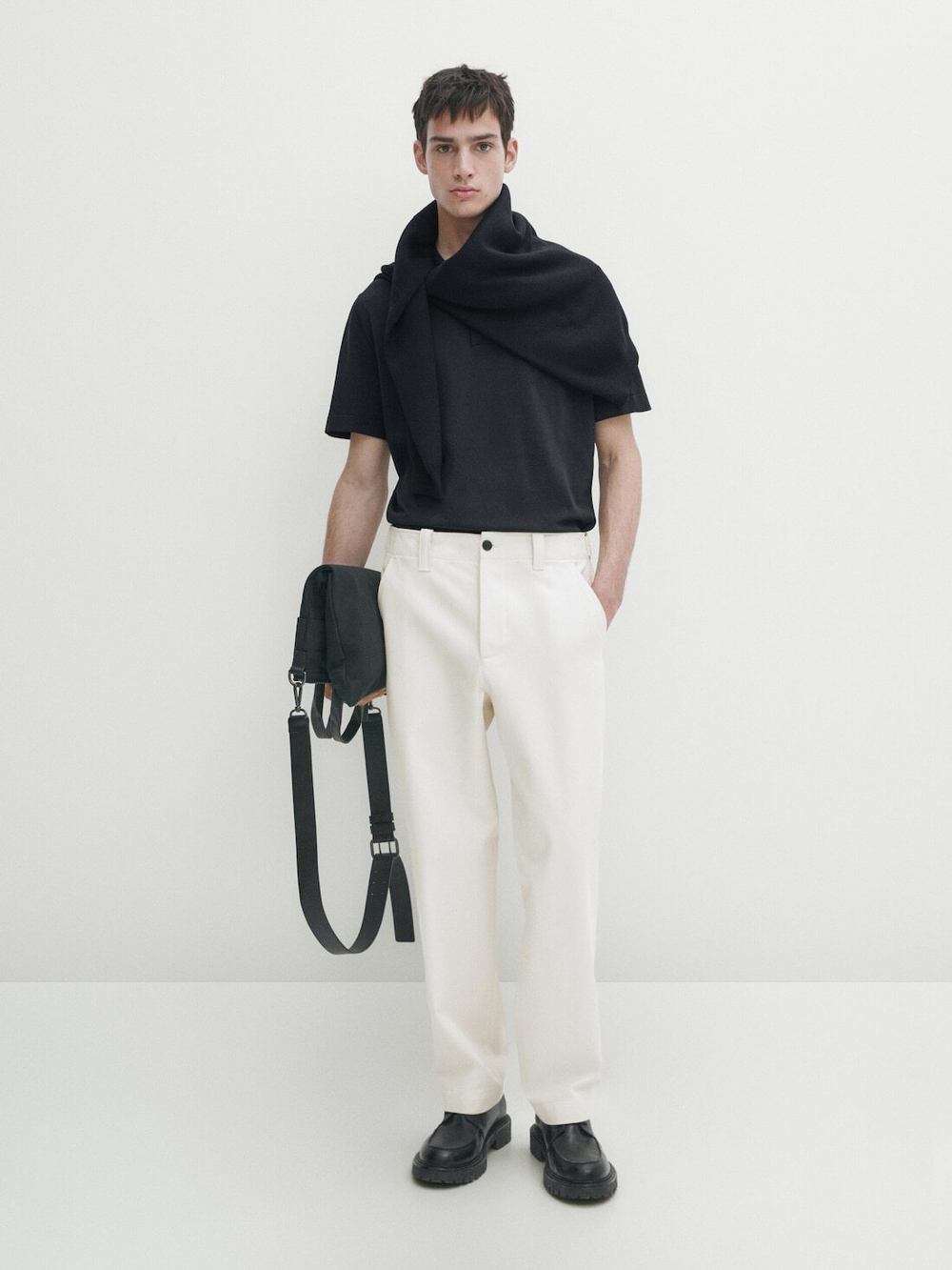 Massimo Dutti Футболка-поло с короткими рукавами, темно-синий