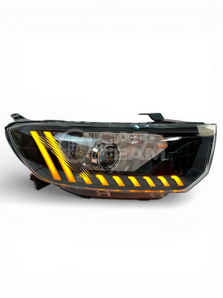 Фары Лада Гранта FL передние в стиле AUDI круглые би линзы без ангельских глазок, хром маска