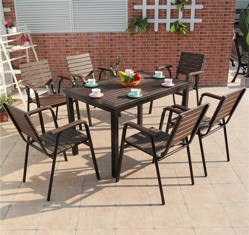 Алюминиевый прямоугольный стол 120*80 ПОЛИВУД-6 «POLYWOOD-6» цвет каштан арт.1022