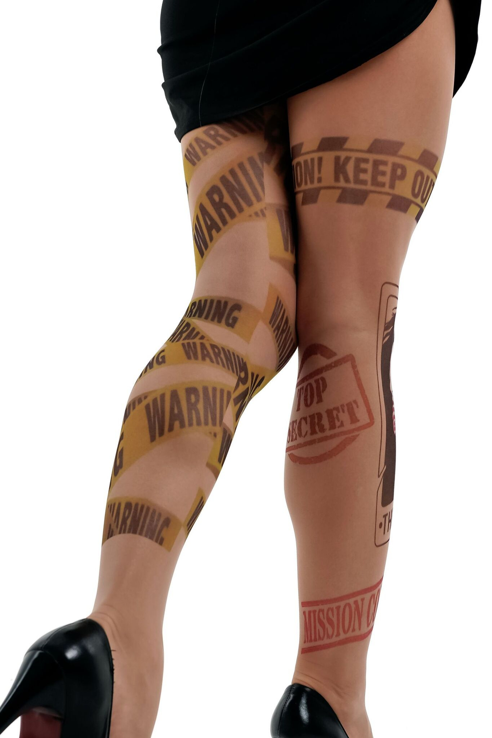 Колготки +size с принтом в виде куклы Билли (Размер: XL-XXL-XXXL) (Цвет: бежевый)