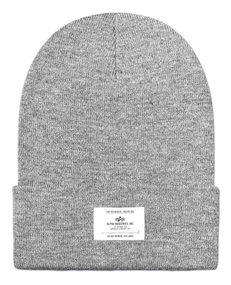 Шапка Alpha Industries Essential Beanie Серая Шапка Alpha Industries Essential Beanie Серая