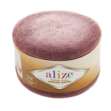 Ангора голд омбре батик (Angora gold ombre batik) пряжа Alize 20% шерсть 80%акрил 4х150г/825м 7295 пыльная роза