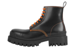 Balenciaga Strike 20mm Lace Up Combat Boots Black/Orange