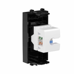 Компьютерная розетка RJ-45 без шторки модульная, кат.6, "Avanti", "Черный квадрат", 1 модуль