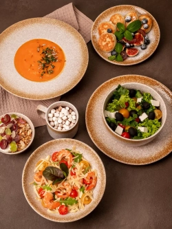 Набор посуды 6 тарелок 11,5 см пиалы глубокие охра фарфор