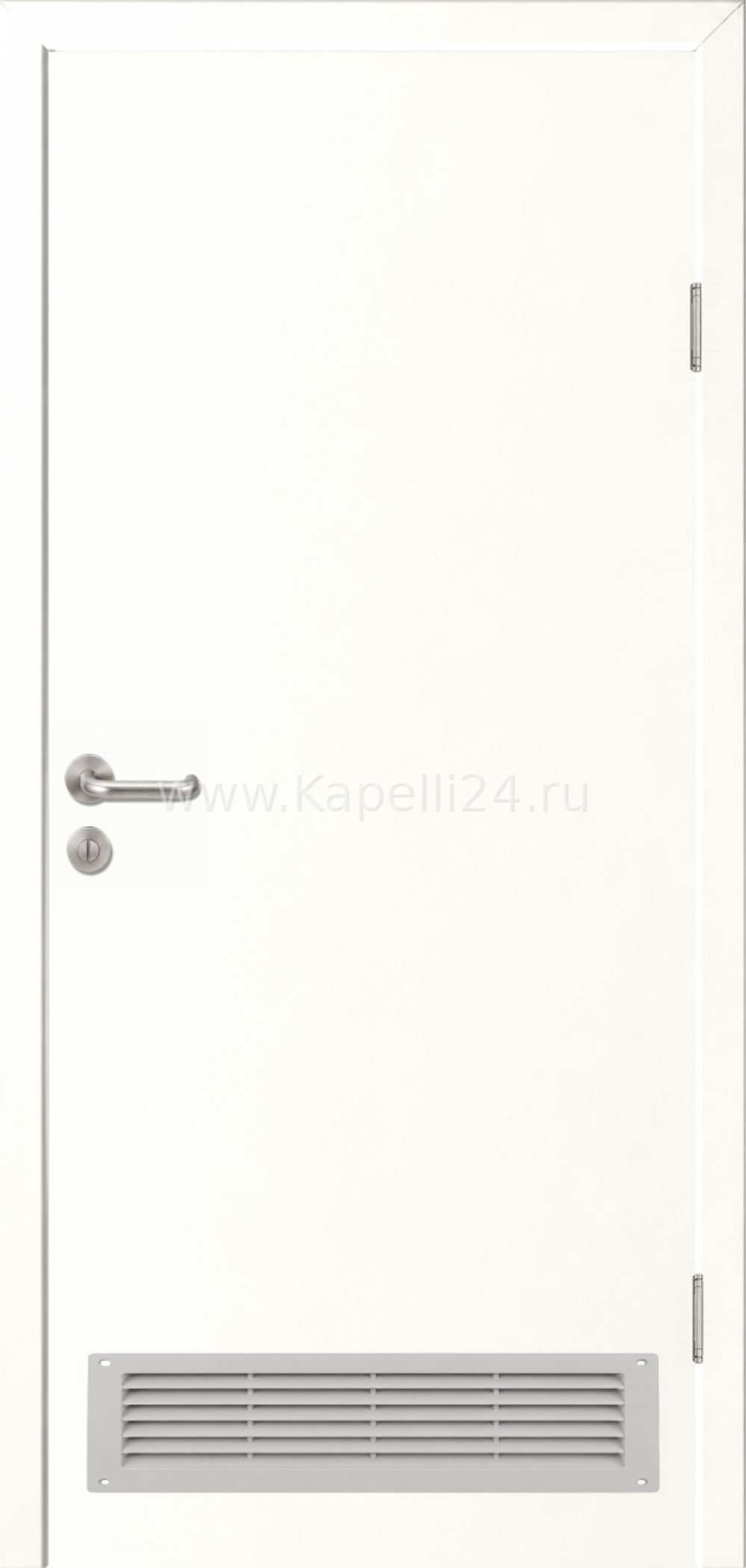 Влагостойкая Дверь Капель однопольная Белый RAL 9016 Вентиляционная решетка серая