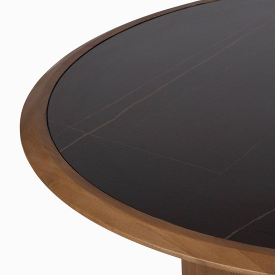 Круглый обеденный стол Harvy диаметр 135 ясень и натуральный черный камень 