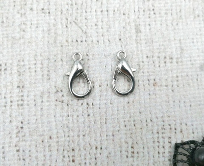 Замок карабин для бус, р. 15 мм, никель