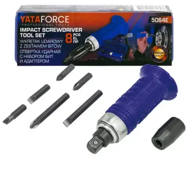 Отвертка ударная с набором бит и адаптером 8пр. YATAFORCE YF-5064E