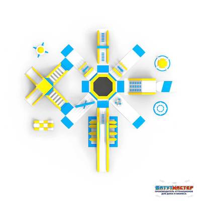 Большой надувной аквапарк «Аква Платформа» 30×27,8×4,3 м