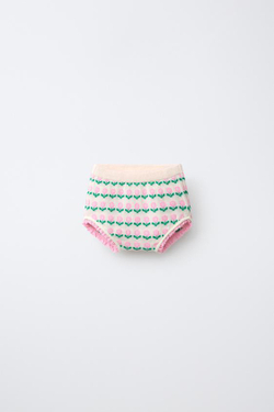 ZARA ТРУСЫ ИЗ ТРИКОТАЖА С ЦВЕТОЧНЫМ ЖАККАРДОВЫМ УЗОРОМ, ЭКРЮ