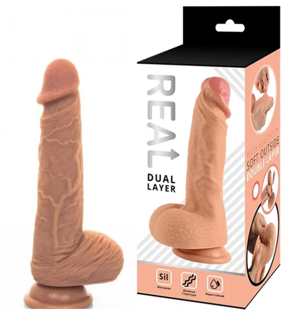 Реалистичный фаллоимитатор Real Dual Layer 15 см