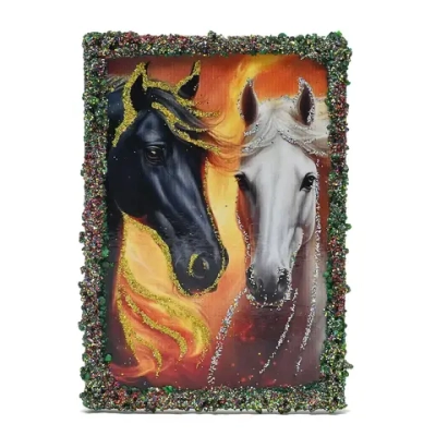 Магнит "Две лошади" с каменной крошкой 70*95мм