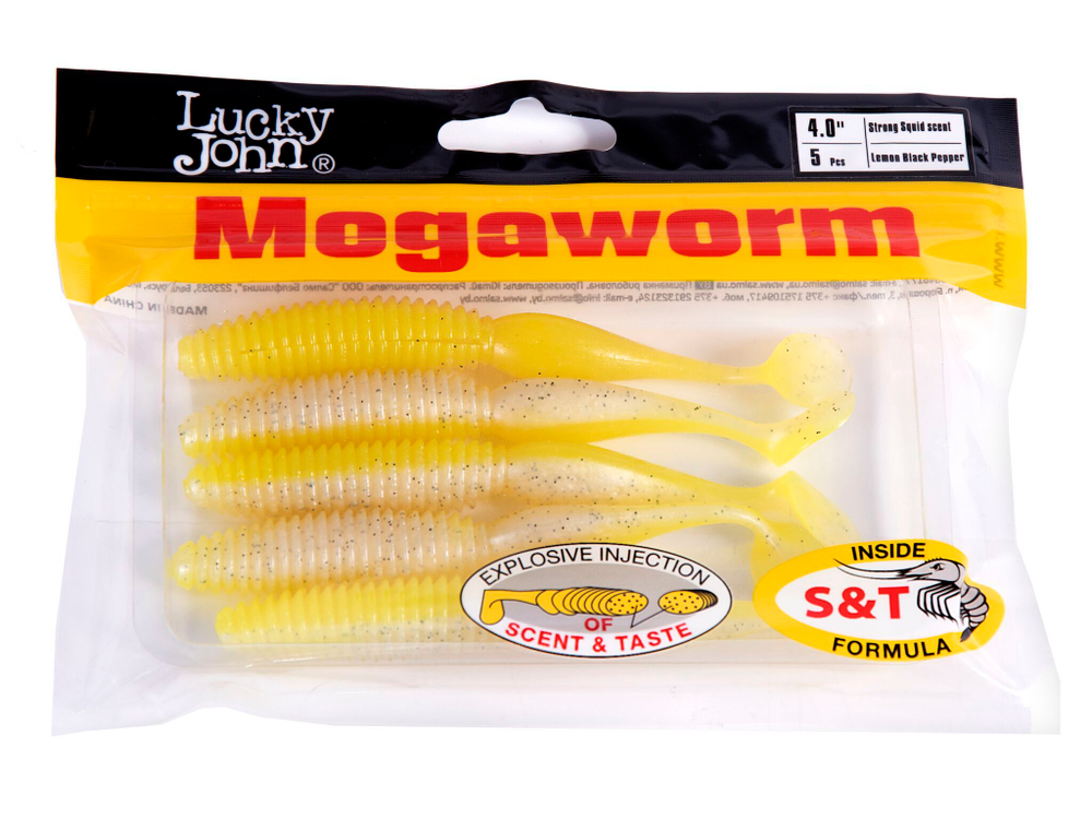Виброхвосты съедоб. искусст. LJ Pro Series MegaWorm 4,0in (10,16)/T66 5шт.