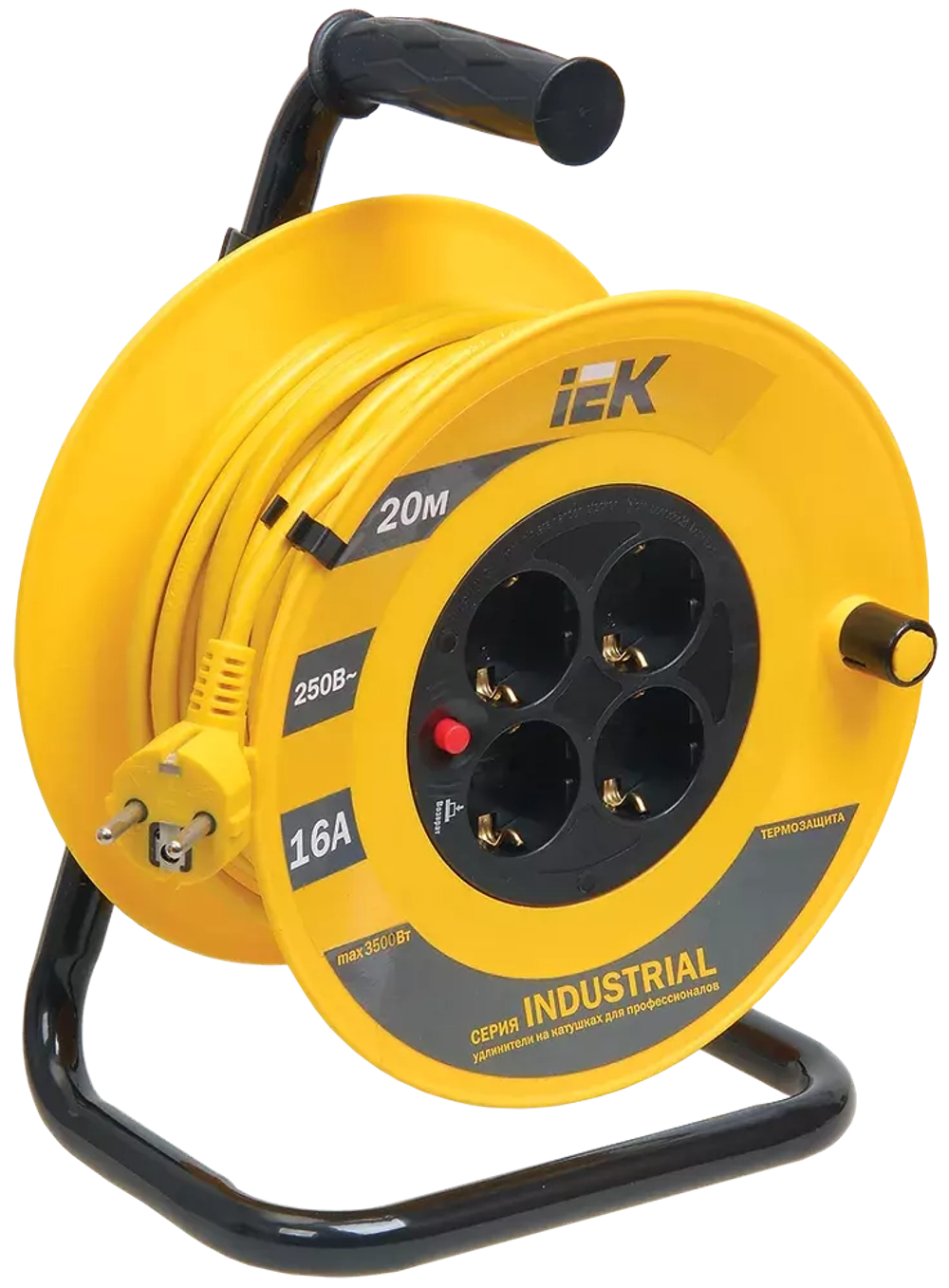 Катушка УК20 с т/з 4места 2P+PE/20м 3*1,5 Industrial ИЭК  WKP15-16-04-20