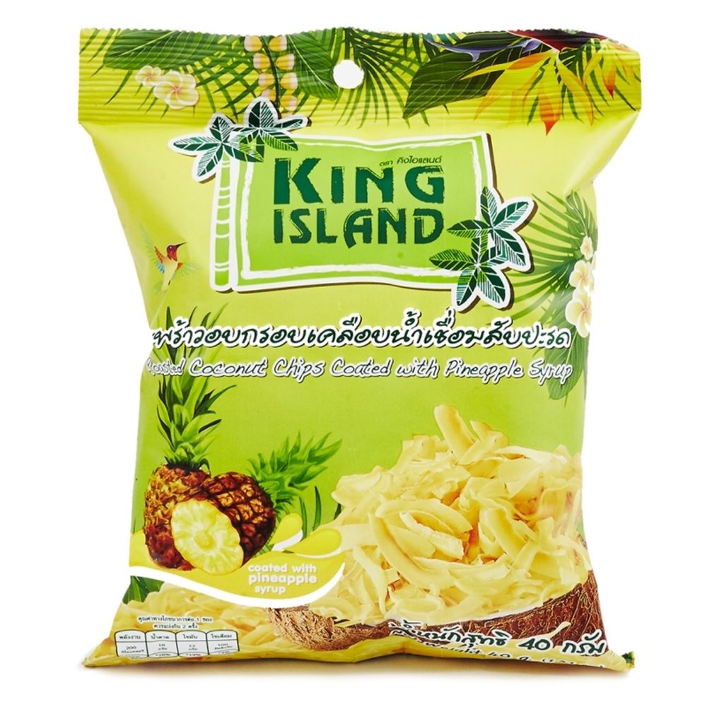 Кокосовые чипсы со вкусом ананаса King Island Roasted Coconut Chips Coated with Pineapple Syrup 40 г