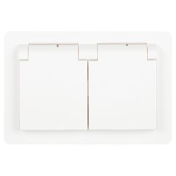 Розетка Intro Style 7-210-01 2х2P+E Schuko с крышкой штор., 16А-250В, СУ, IP44, белый