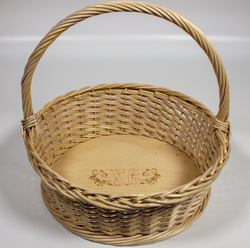 Пасхальная корзинка (глубокая) круглая, с вкладышем для яиц и кулича, диаметр 31 см, высота 11 см, высота с ручкой 30 см
