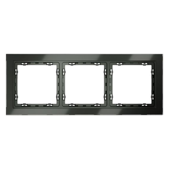 Рамка стеклянная Voltum S70 на 3 поста, (титан, стекло) VLS110306
