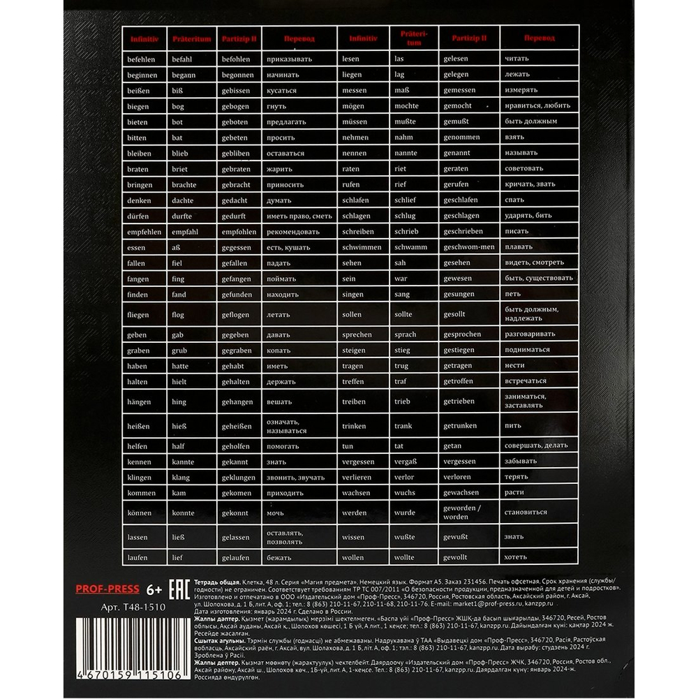 Тетрадь предметная 48л., А5, клетка, Проф-Пресс,"Магия предмета. Немецкий язык" скрепка, мелованный картон, хол. ф., твин лак, со справ. материалом