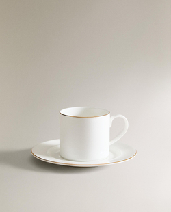 Zara Home чайная пара из костяного фарфора, цвет золотой, 16 см