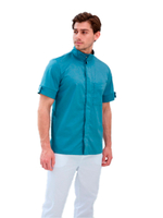 Рубашка медицинская мужская Dr. Nice DRN733 со стойкой, с коротким рукавом, голубой, 56