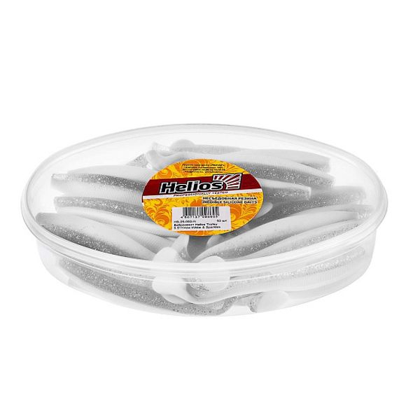 Виброхвост несъедоб. Trofey 5.5&#39;/14см White &amp; Sparkles 50шт. (HS-25-002-N) Helios