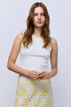 Топ из хлопковой рибаны с контрастной отделкой