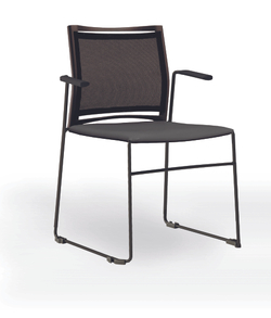 Web стул на полозьях с подлокотниками и спинкой-сеткой