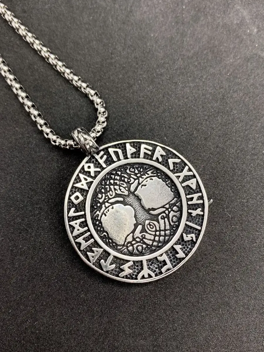 Славянская подвеска оберег Бог Перун на стальной цепочке