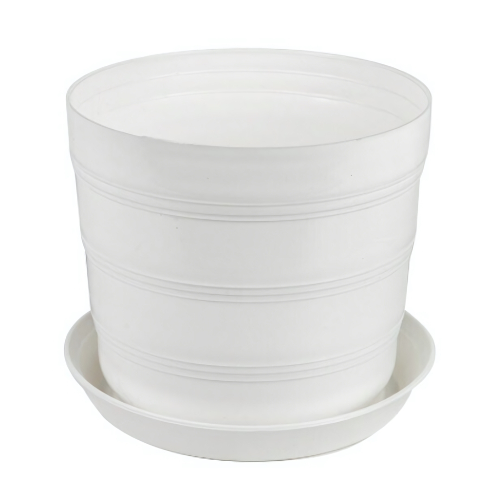 Кашпо "Классик" с поддоном 1,2 л (цвет белый)