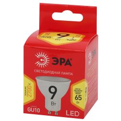 Лампа светодиодная ЭРА RED LINE ECO LED MR16-9W-827-GU10 9Вт софит теплый белый свет GU10