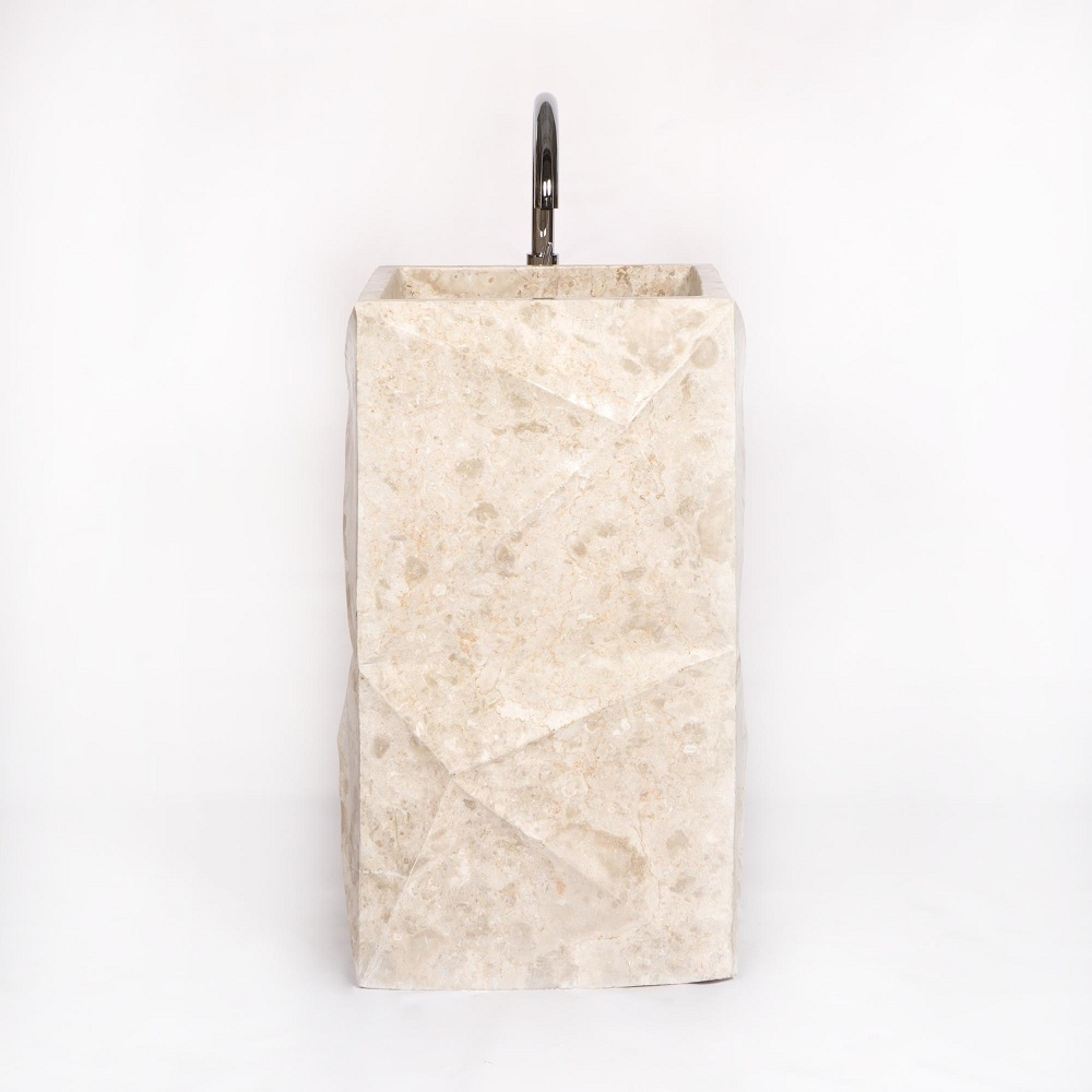 Раковина напольная из мрамора Square Acak Cream RN-01700 (50*50*90 см)