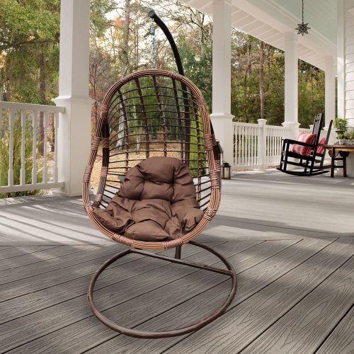 Кресло подвесное кокон овал цвет светло бежевый