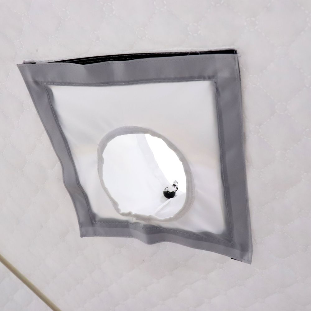 Палатка зимняя куб СЛЕДОПЫТ, 1,9х1,9,  h-2,05 м, S по полу 3,6 кв.м, 3 слоя, цв. синий/белый