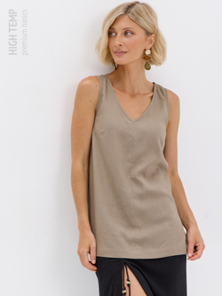 Удлиненный топ из льна с V-вырезом