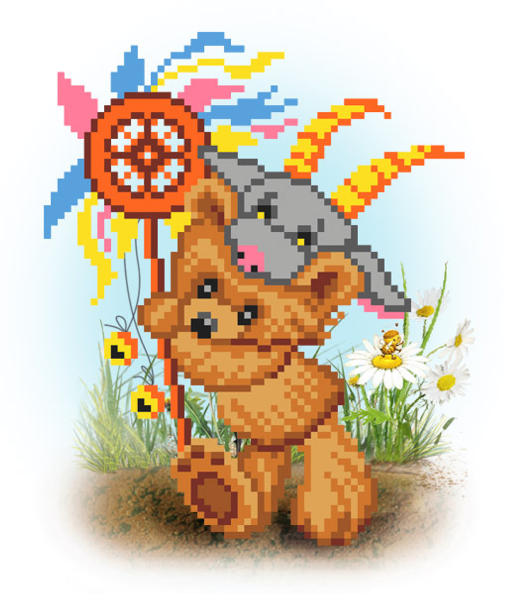 "Мишка Козерог"-4131 ткань с нанесенным рисунком