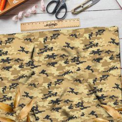 Ткань блэкаут пиксельный хаки милитари