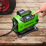 Компрессор автомобильный аккумуляторный Greenworks Арт. 3400807UB, 24V / 12V (от прикуривателя автомобиля), c АКБ 4Ач и ЗУ в сумке