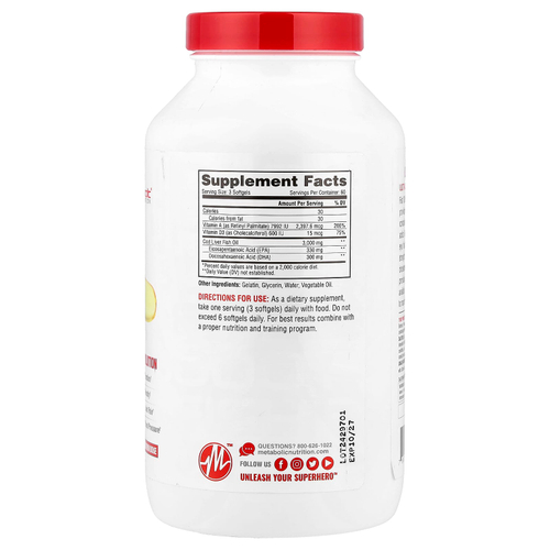 Metabolic Nutrition, Fish 3000, 180 капсул (1000 мг в 1 капсуле)